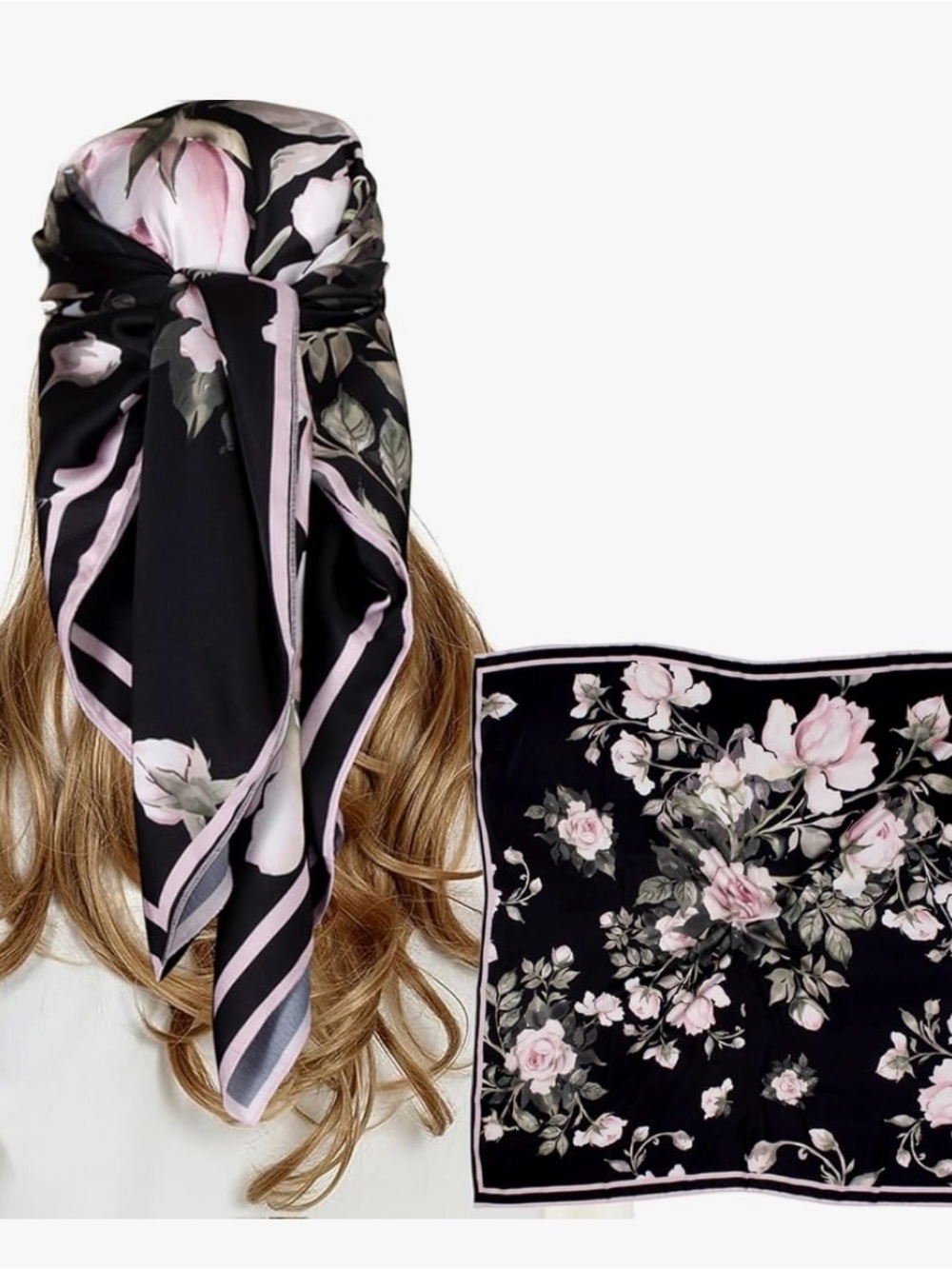 Steve Madden Gray and Pink Patterned Hair Scarf - Picture 3 of 3